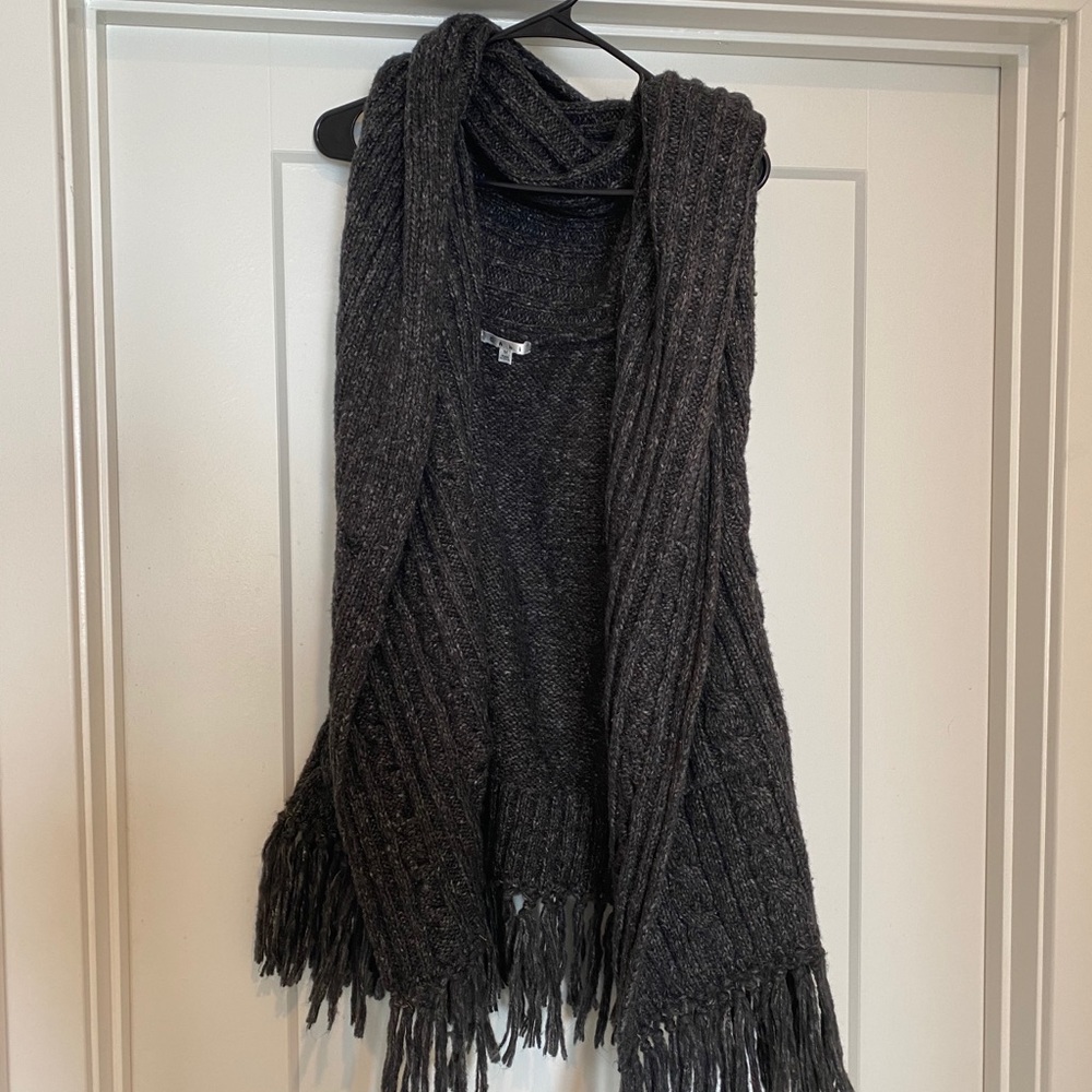 CaBi Charcoal Gray Fringe Vest